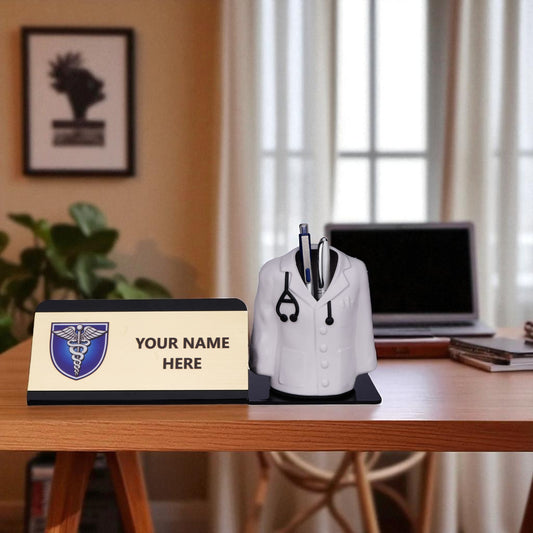 Shayona Personalized Doctor Desk Name Plate with Pen Holder | Custom Medical Office Tabletop Gift for Doctors, Physicians & Medical Professionals"