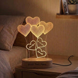 Shayona Gift Shop-Personalized 3D Heart Balloons Acrylic LED Lamp – Custom Names, Date & Anniversary Message Glowing Night Light Keepsake