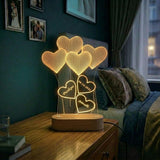 Shayona Gift Shop-Personalized 3D Heart Balloons Acrylic LED Lamp – Custom Names, Date & Anniversary Message Glowing Night Light Keepsake