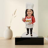 Shayona Gift Shop Personalized Female Chef Caricature Standee with Base | Custom Photo Gift for Lady Chef, Home Baker & Foodie