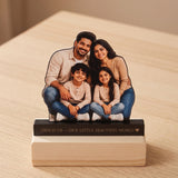 Shayona Gift Shop-Personalized Family Photo Cutout Standee with Custom Quote | Acrylic Wooden Tabletop Frame Gift for Home Decor