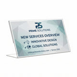 SHAYONA Clear Acrylic Table Menu Stand 3x2 Inch-10 pcs | Transparent L Shape Display Holder for Price Tag, QR Code, Business Card, Cafe Menu, Restaurant Table & Office Desk