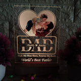 Customized LED Acrylic Lamp with Dad Photo & Names | “World’s Best Father” Gift | Heart Design with Engraving | Father's Day/Birthday Gift