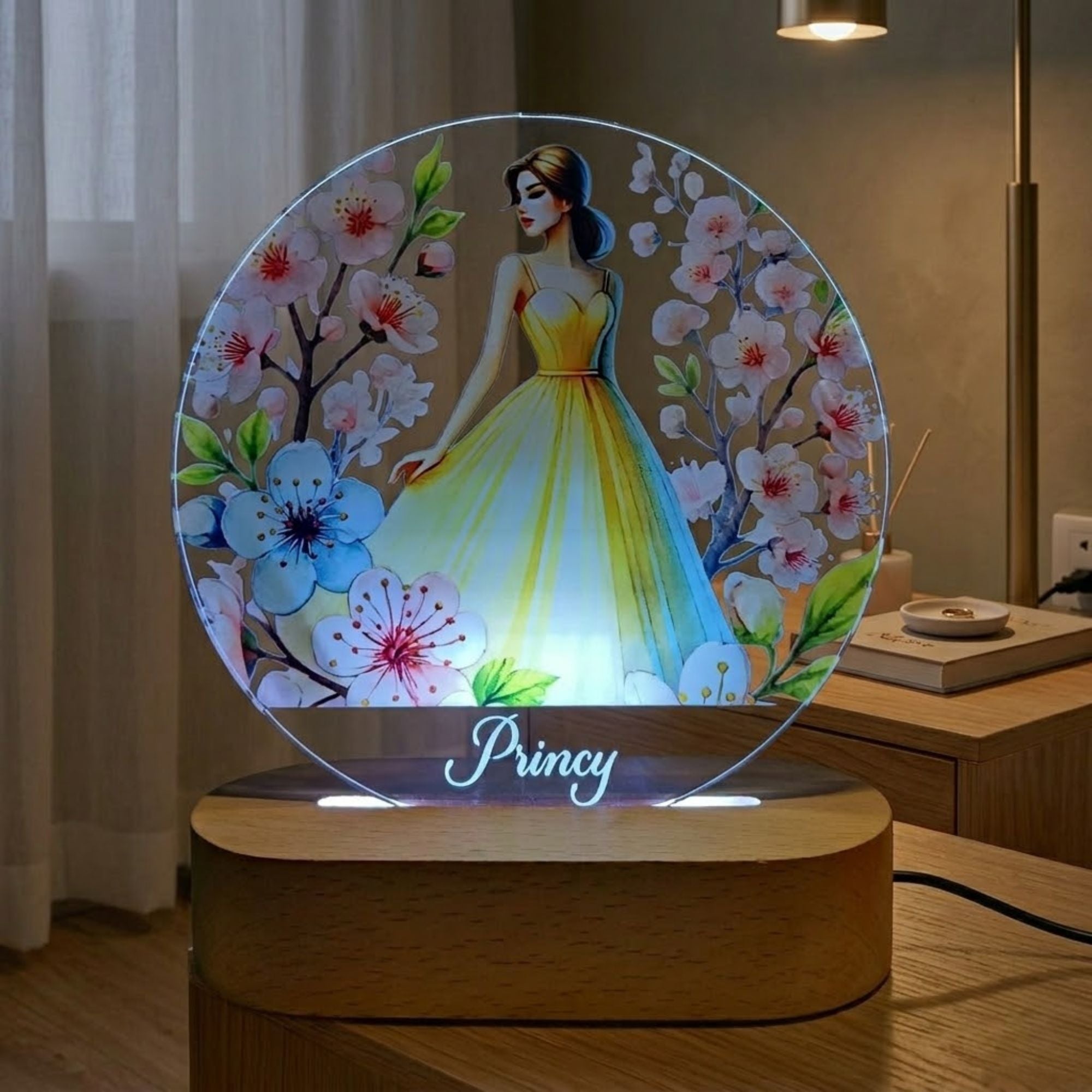 Shayona Gift Shop- Personalized LED Night Lamp for Girls with Princess Design | Custom Name Gift Light for Kids, Birthday, Room Decor