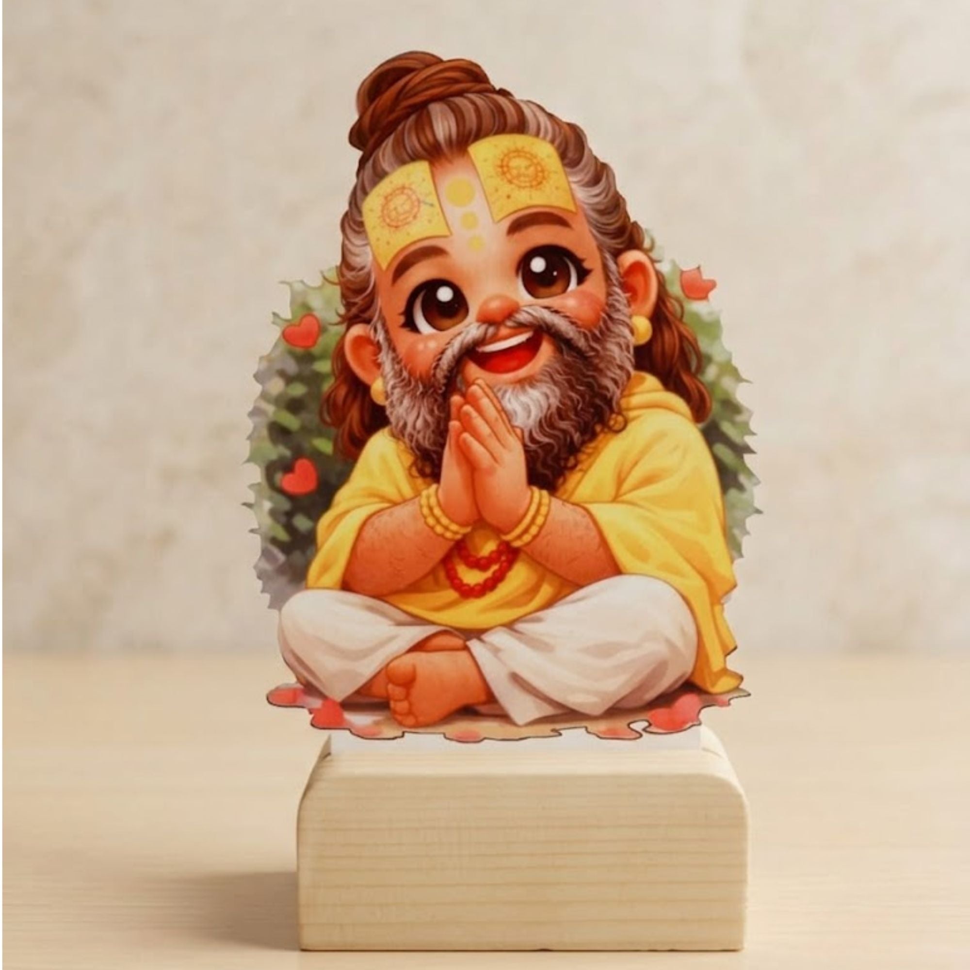 Shayona Gift Shop-Cute Guru Purnima Wooden Caricature Standee | Divine Rishi Teacher Tabletop Decor & Spiritual Gift