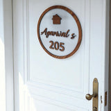 shayona gift shop Personalized Round Wooden Nameplate – Custom Home Door Sign with House Number & Family Name