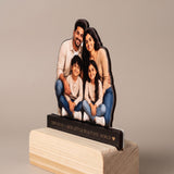 Shayona Gift Shop-Personalized Family Photo Cutout Standee with Custom Quote | Acrylic Wooden Tabletop Frame Gift for Home Decor