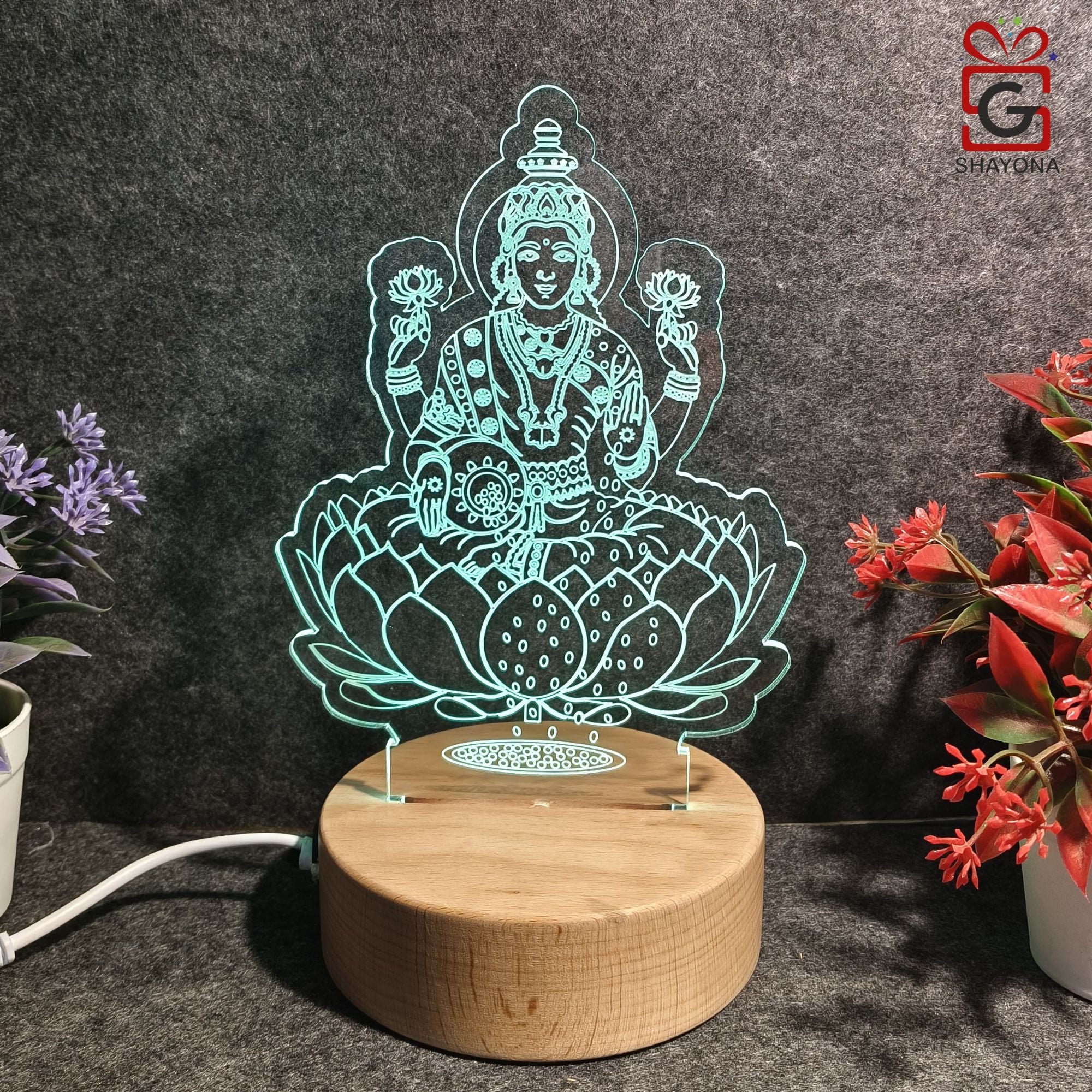 shayona  3D Goddess  Laxmi Acrylic Night lamp-Multi Color