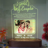 SHAYONA World Best Couple Personalized 3D Illusion LED Table Night Lamp Name Date and UV Print Photo Frame | Gift for Anniversary, Wedding, Marriage, Valentine Day- Multicolor with Remote