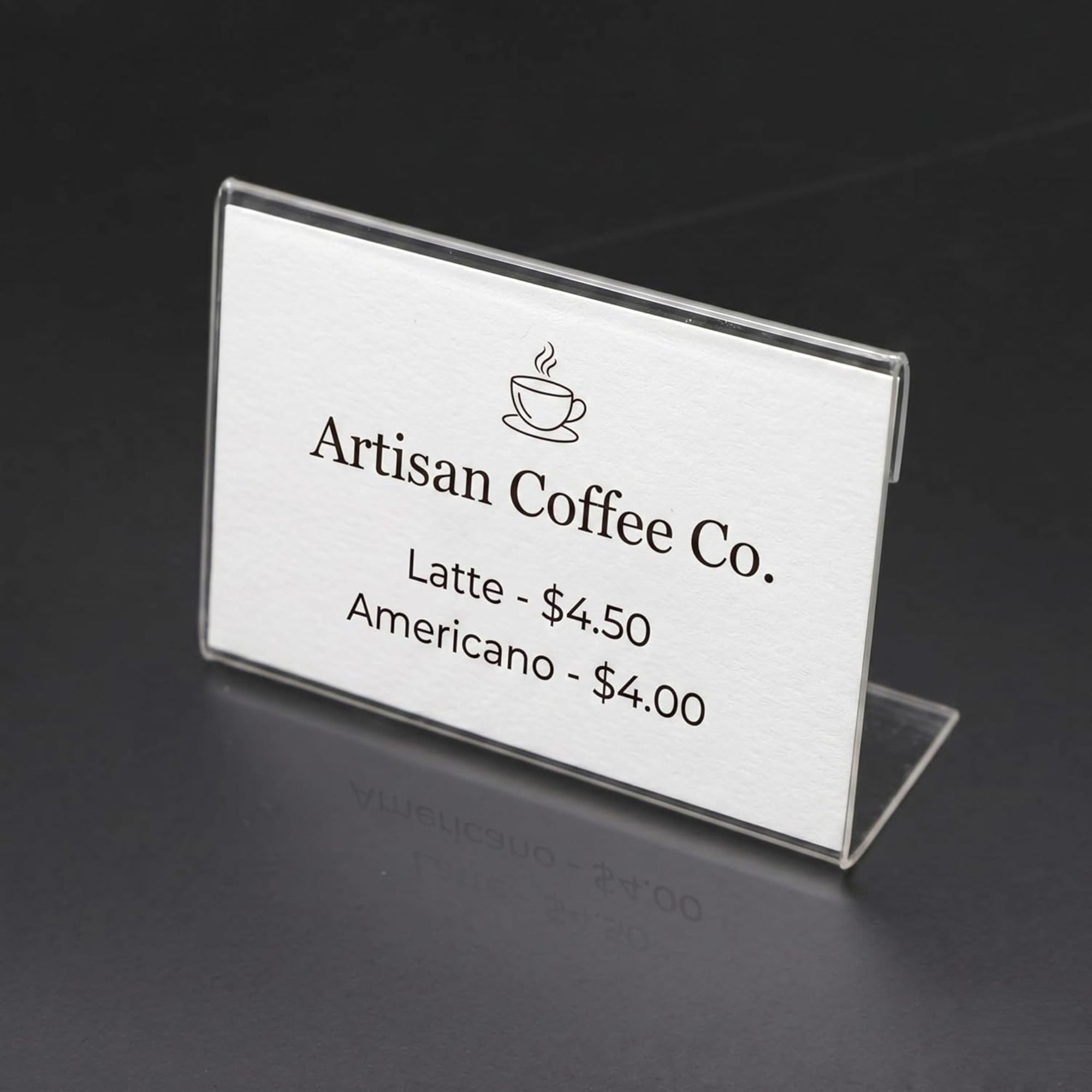 SHAYONA Clear Acrylic Table Menu Stand 3x2 Inch-10 pcs | Transparent L Shape Display Holder for Price Tag, QR Code, Business Card, Cafe Menu, Restaurant Table & Office Desk
