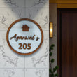 shayona gift shop Personalized Round Wooden Nameplate – Custom Home Door Sign with House Number & Family Name