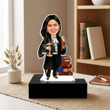 Shayona Gift Shop-Personalized Female Advocate & Lawyer Caricature Standee with Base | Custom Photo Gift for Lady Attorney, Law Graduate & LLB Professional