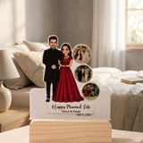 Shayona Gift Shop-Personalized Couple Caricature Standee with Photos & Date | Custom Wedding Anniversary Wooden Frame Gift for Husband & Wife