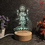 Shayona Load Laxmi  3D Illusion LED Acrylic Table Top Night Lamp- Multi Color