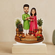 Shayona Gift Shop-Personalized Brother Sister Caricature Acrylic Standee with Wooden Base – Custom Photo Raksha Bandhan Gift Desk Display Frame