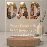 Shayona Gift Shop-Personalized Father's Day Photo Acrylic LED Lamp | Custom Dad Picture Night Light with Wooden Base | Happy Father's Day Gift for Dad, Papa, Daddy | Personalized Family Photo Desk Lamp