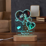 Shayona Gift Shop-Personalized  Photo Heart Acrylic LED Lamp – Custom Couple Names, Date & Anniversary Night Light Lamp for Couples