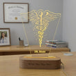 Shayona Gift Shop-Personalized Medical Symbol Multicolor RGB LED Name Plate Lamp with Remote | Custom Doctor Name Engraved Desk Light with Wooden Base | Professional Gift for Doctors & Surgeons
