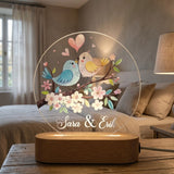 Shayona Gift Shop- Personalized LED Acrylic Night Lamp with Love Birds Design | Custom Names Gift for Couples, Anniversary, Valentine's Day