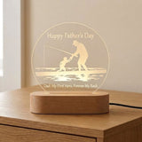 Shayona Gift Shop-Personalized Father's Day Acrylic LED Lamp | Dad My First Hero Forever My Rock Night Light Custom Engraved Acrylic Lamp with Wooden Base Gift for Father, Dad, Papa, Daddy