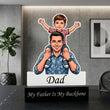 Shyona Gift Shop-Custom Father’s Day Cartoon Portrait Acrylic Plaque – Personalized Dad and Son Keepsake Trophy with Engraved Base, "My Father Is My Backbone" Unique Gift for Dad, Birthday & Anniversary Desk Decor