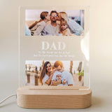 Shayona Gift Shop-Personalized LED Acrylic Photo Frame for Dad | Double Photo | Wooden Base | Warm Light Gift for Father’s Day & Birthday