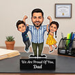 Shayona Gift Ship-Personalized Superhero Dad Caricature Stand | Custom Father’s Day Gift from Daughter and Son | 3D Custom Portrait Acrylic Trophy Table Decor for Office and Home