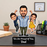 Shayona Gift Ship-Personalized Superhero Dad Caricature Stand | Custom Father’s Day Gift from Daughter and Son | 3D Custom Portrait Acrylic Trophy Table Decor for Office and Home
