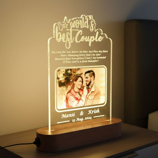 Shayona Gift Shop -Acrylic LED Photo Lamp with Engraved Quote, Custom Names & Date – RGB Remote Control Night Light Gift for Anniversary & Valentine's Day  Product Description