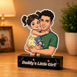 Shayona Gift shop-Personalized Father's Day Gift from Daughter, Custom Cartoon Acrylic Plaque, Unique Dad Birthday Gift, Custom Father and Daughter Portrait Plaque with Black Stand