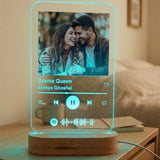 Shayona Gift Shop-Personalized Photo Spotify Plaque Acrylic Night Light with Wooden LED Base – Custom Song Scannable Code Light Frame for Couples, Birthday, Anniversary & Valentine's Gift