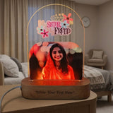 Shayona Gift Shop-Personalized Acrylic LED Photo Frame Light - Night Lamp with Wooden Base & Custom Engraving