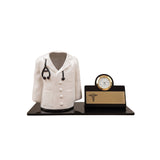 Shayona Gift Shop- Personalized Doctor Desk Name Plate with Clock & Pen Holder Black color | Customizable Medical Office Desk Organizer | Doctor’s Day & Graduation Gift