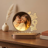 Shayona Gift Shop-Custom Mom Photo LED Lamp with Wood Base | Personalized Mother's Day Gift from Child | Engraved Keepsake