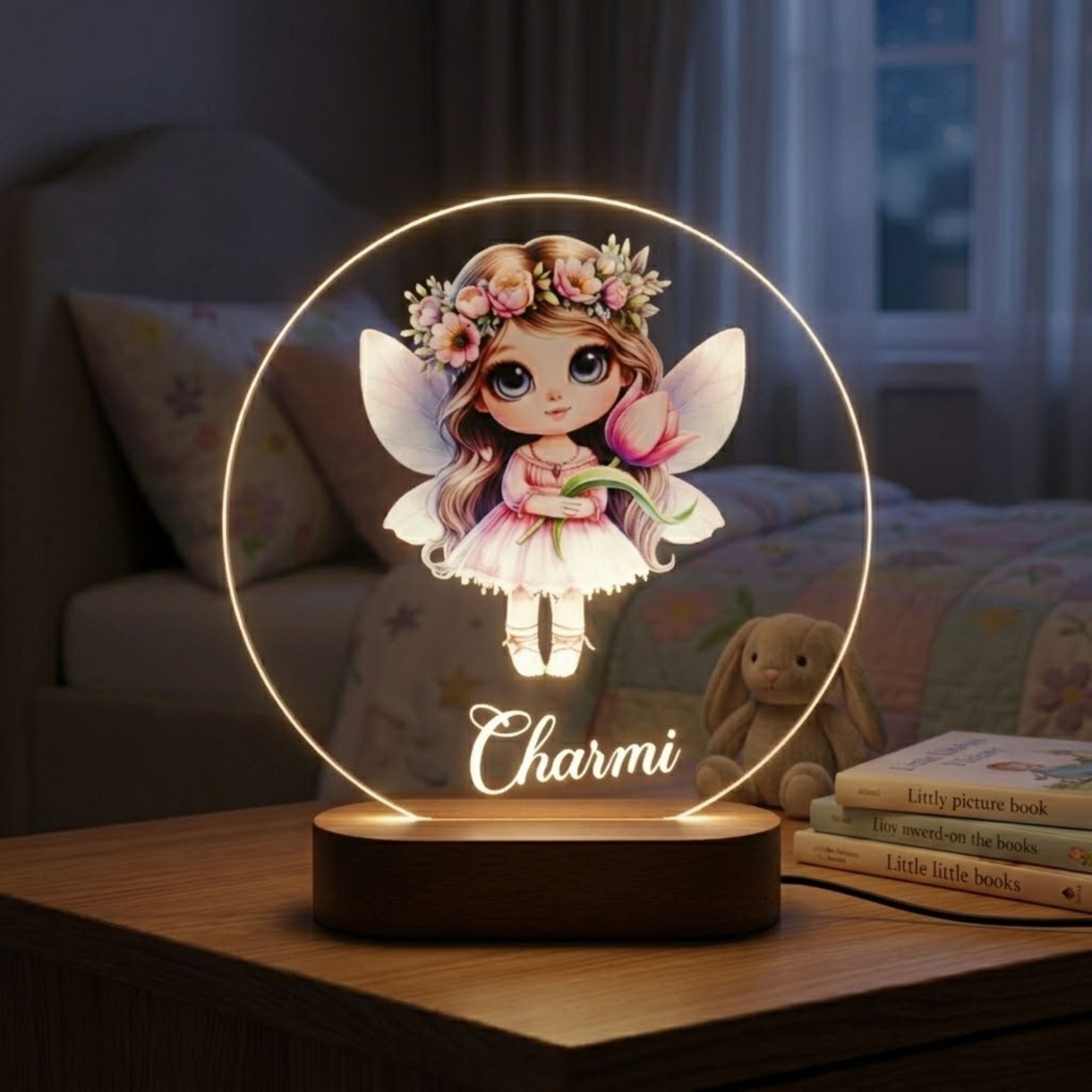Shayona Gift Shop-Personalized LED Night Lamp for Kids with Fairy Design | Custom Name Gift Light for Girls - Birthday, Room Decor