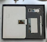 “Shayona Premium gift 4-in-1 Executive Gift Set in Elegant White – Includes Leatherette Diary, Metal Pen, Card Holder, and Keychain – Perfect Corporate Gift for Professionals and Business Events”