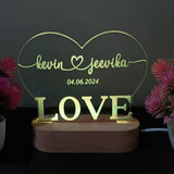 Shayona Personalized LED Heart Lamp – Custom Name & Date Engraved Night Light