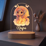 Shayona Goft Shop-Personalized Unicorn LED Night Lamp with Name – Acrylic 3D Illusion Lamp on Wooden Base, Custom Baby Name Light for Kids Bedroom, Nursery Decor, Birthday Gift (Warm Light)