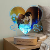 Shayona Gift Shop-Personalized Glowing Heart Photo Acrylic LED Lamp – Custom Couple Names & Wooden Base Engraved Night Light Keepsake