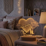 Shayona Gift Shop-Personalized Heart & Rose Birthday Acrylic LED Lamp – Custom Names, Proposal Silhouette & Loving Message Night Light