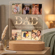 Shayona Gift Shop-Personalized Dad Photo Grid Acrylic LED Night Light | Custom Father's Day Photo Frame Lamp with Children's Names & Wooden Base | Meaningful Gift for Dad & Husband