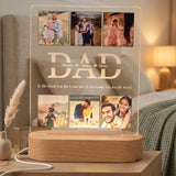 Shayona Gift Shop-Personalized Dad Photo Grid Acrylic LED Night Light | Custom Father's Day Photo Frame Lamp with Children's Names & Wooden Base | Meaningful Gift for Dad & Husband