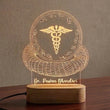 Shayona Gift Shop-Personalized Doctor Caduceus Emblem 3D Acrylic LED Night Light | Custom Doctor Name Desk Lamp with Wooden Base | Thoughtful Gift for Doctors, Surgeons & Medical Students