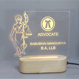 SHAYONA Personalized Led Lamp Customized Advocate Name and Degree Write Desk Table lamp Gift for Lawyers, Law Students Wooden Base-Warm White-22CM