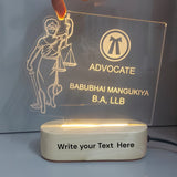 SHAYONA Personalized Led Lamp Customized Advocate Name and Degree Write Desk Table lamp Gift for Lawyers, Law Students Wooden Base-Warm White-22CM