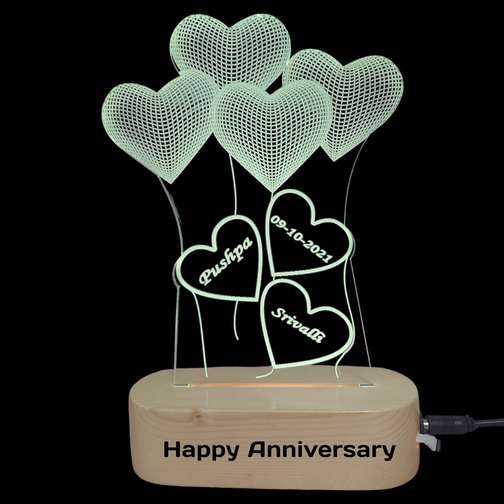 Personalized 3D Illusion LED Lamp for Anniversary and Wedding
