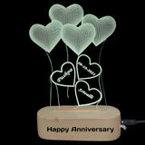 Personalized 3D Illusion LED Lamp for Anniversary and Wedding