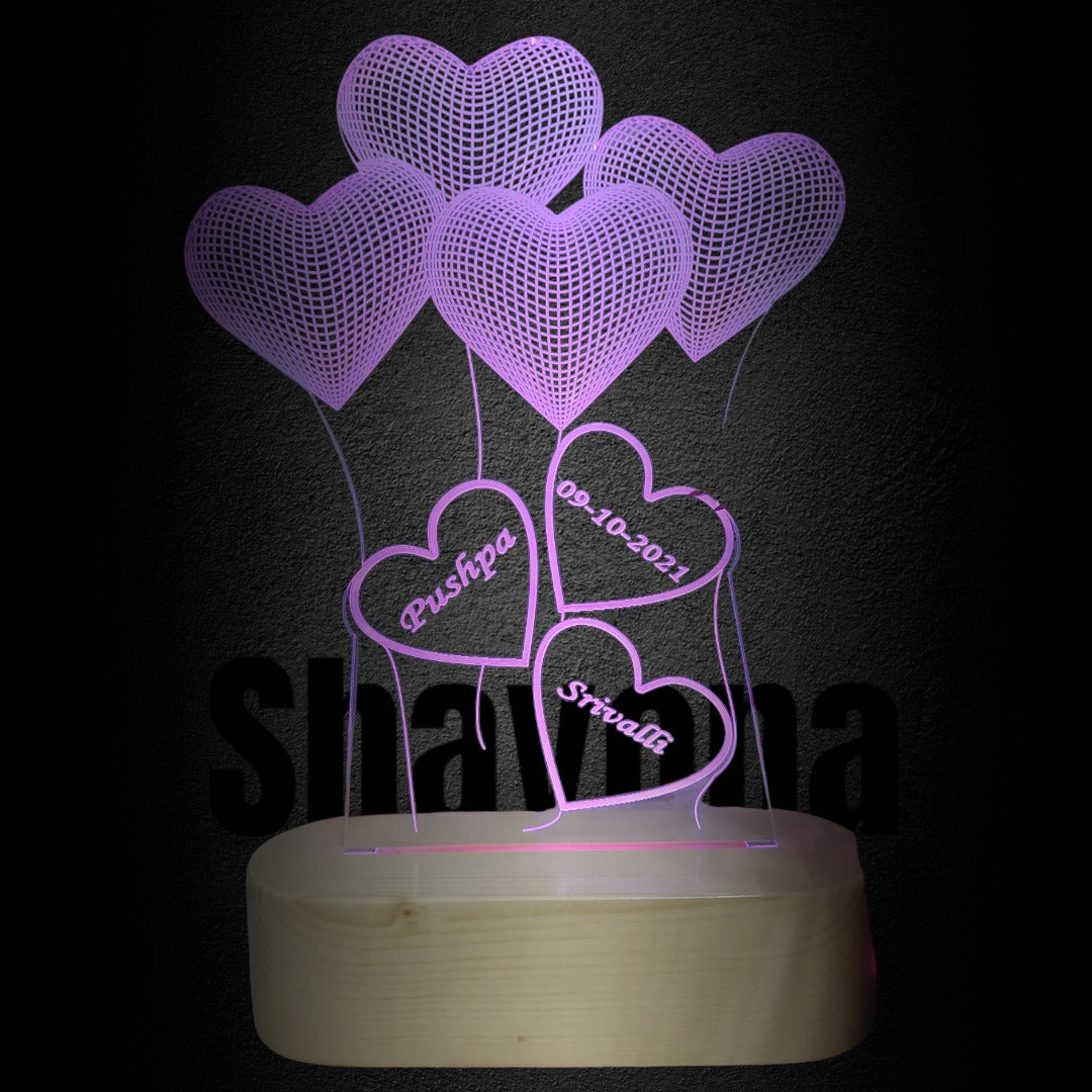 Personalized 3D Illusion LED Lamp for Anniversary and Wedding