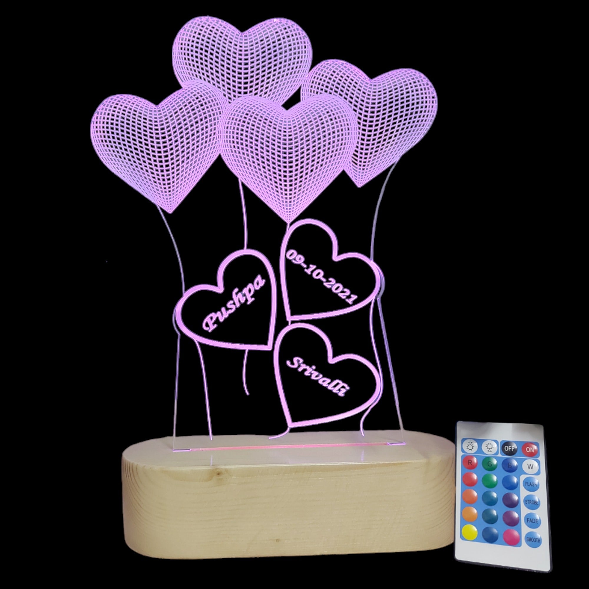 Personalized 3D Illusion LED Lamp for Anniversary and Wedding