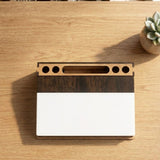 Premium Wooden Desktop Memo Board & Organizer with Angled Dry Erase Surface, Pen Slots, and Mobile Stand